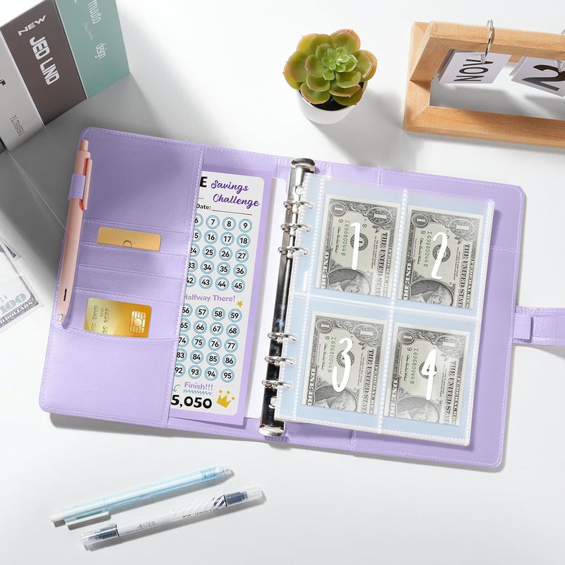 Fabmaker 100 Envelopes Money Saving Challenge Binder, A5 Savings Challenges Book with Envelopes & Reusable Tracker, Binder - Save $5050 in Fun & Motivating Way, Christmas Gifts, Thanksgiving Gifts for Women - Image 4